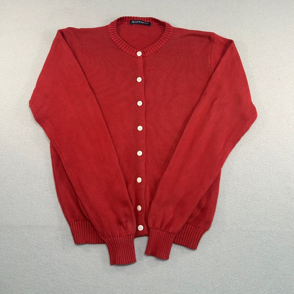 Brandy Melville Cardigan Women One Size Red Cotton Long Sleeve Knit Sweater